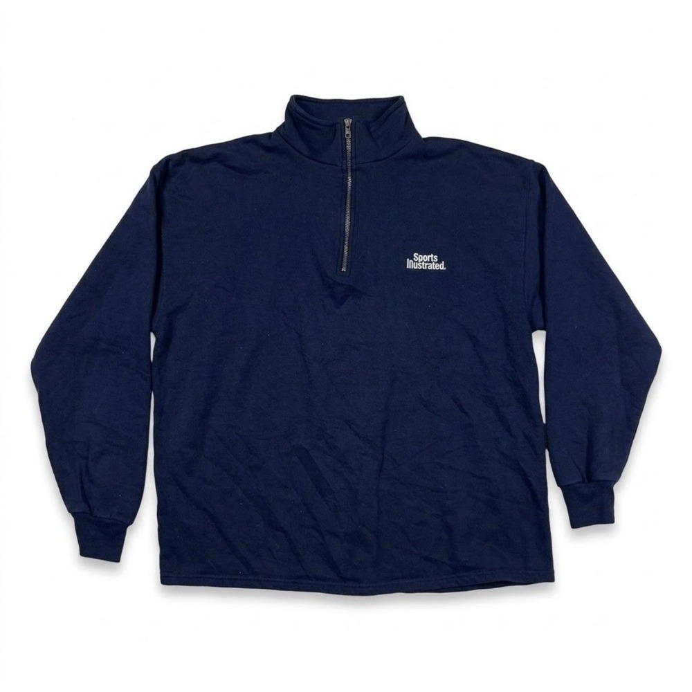 Jerzees Sports Illustrated Blue 1/4 Zip Pullover Sweatshirt Men's X-Large